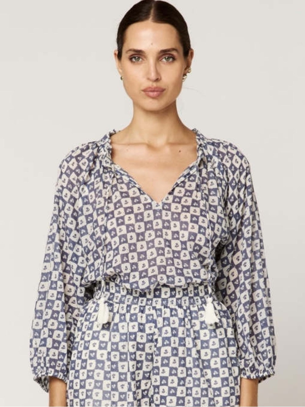 NWT Cleobella Erica Blouse Boho Cotton Piazze Check XS